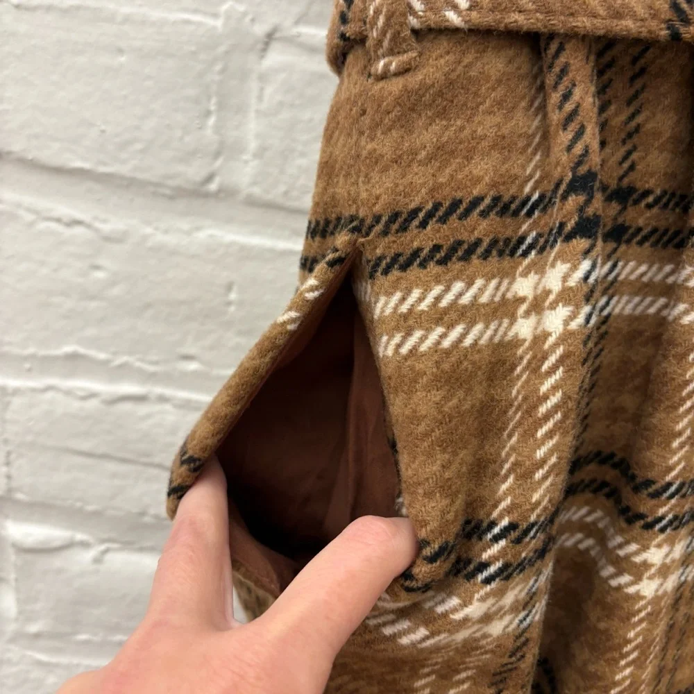 Anthropologie || Plaid Belted Midi Dress Pencil‎ Straight Wool Brown 6